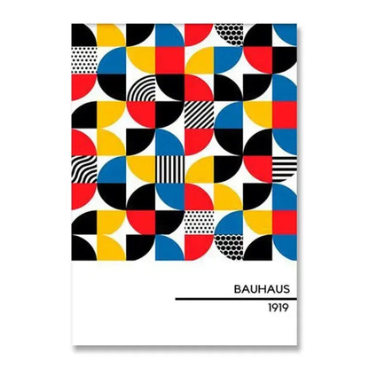 Bauhaus geometric orange & teal minimalist canvas print living room