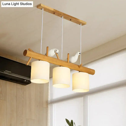 Modern wood branch island pendant light for dining room with birds