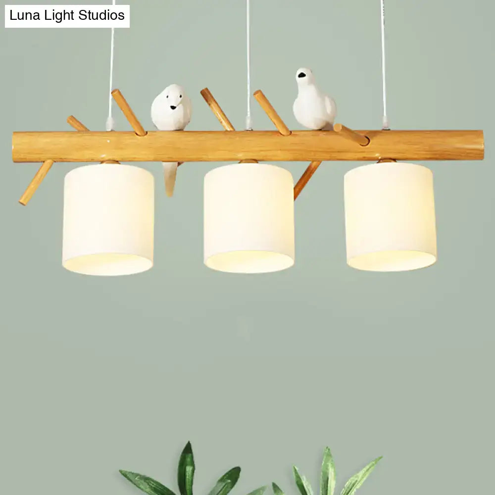 Modern wood branch island pendant light for dining room with birds