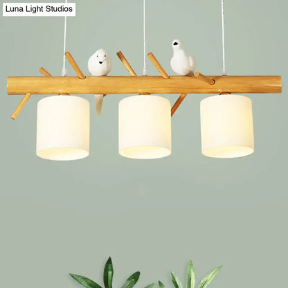 Modern wood branch island pendant light for dining room with birds