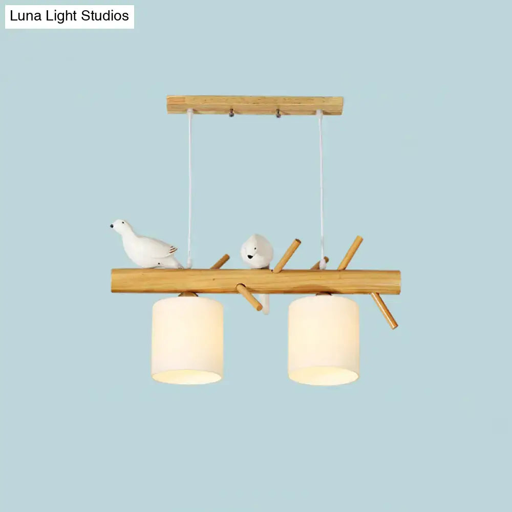 Modern wood branch island pendant light for dining room with birds