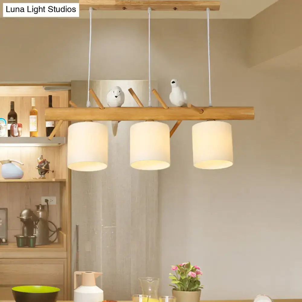 Modern wood branch island pendant light for dining room with birds