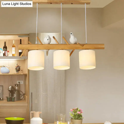 Modern wood branch island pendant light for dining room with birds