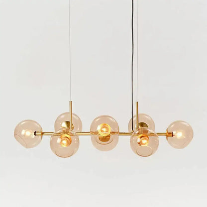 Modern brass 8-light glass dome chandelier dining room suspension