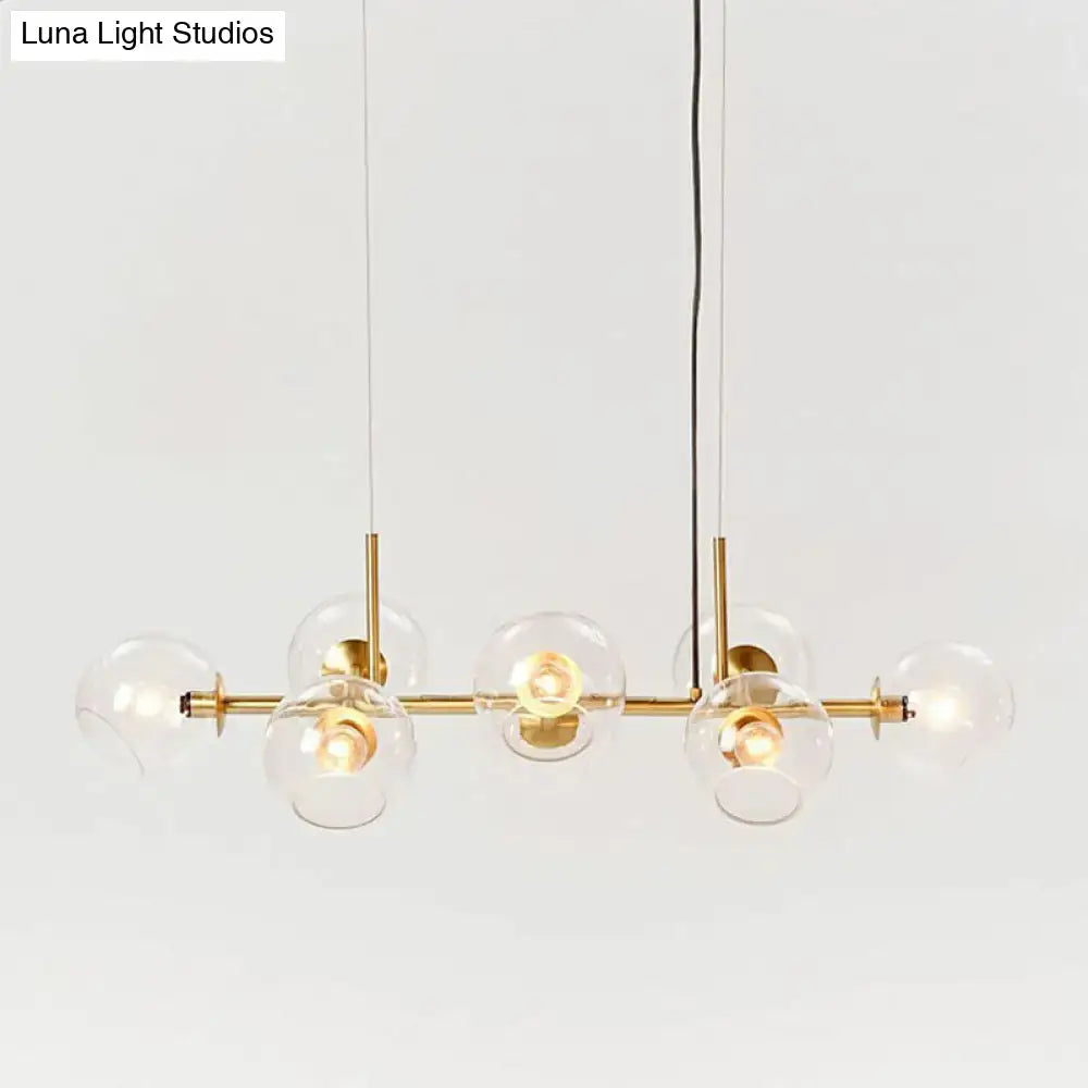 Modern brass 8-light glass dome chandelier dining room suspension