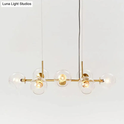 Modern brass 8-light glass dome chandelier dining room suspension