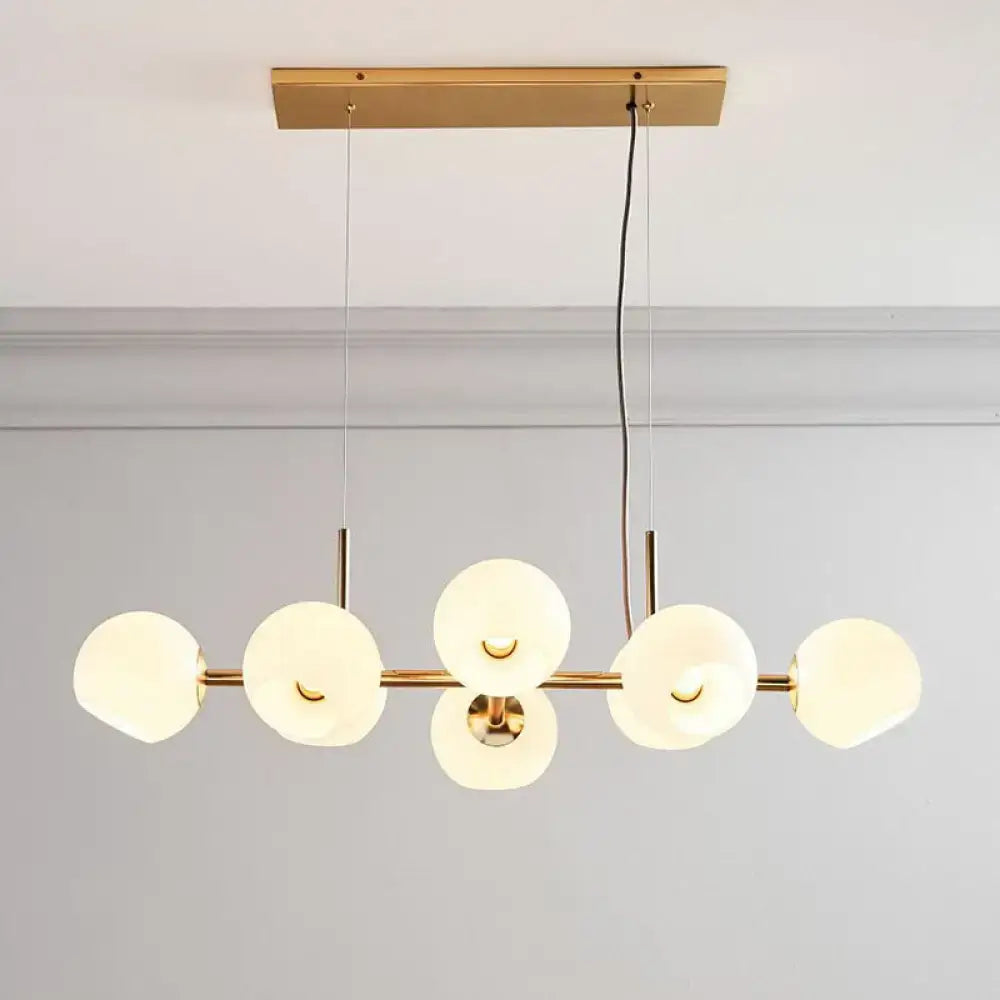 Modern brass 8-light glass dome chandelier dining room suspension