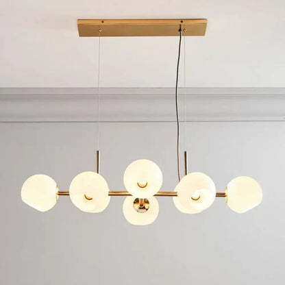 Modern brass 8-light glass dome chandelier dining room suspension