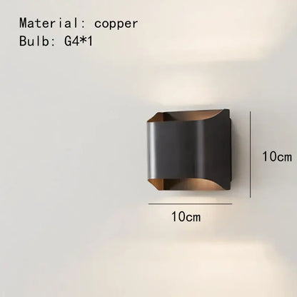 Modern black & bronze led wall lamp for bedroom minimalist decor