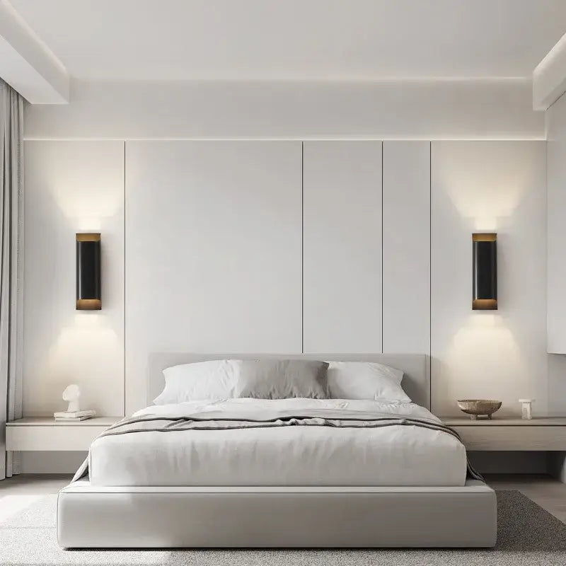 Modern black & bronze led wall lamp for bedroom minimalist decor