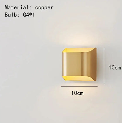 Modern black & bronze led wall lamp for bedroom minimalist decor