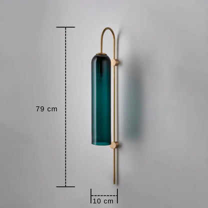 Modern brass wall sconce teal glass bedroom light