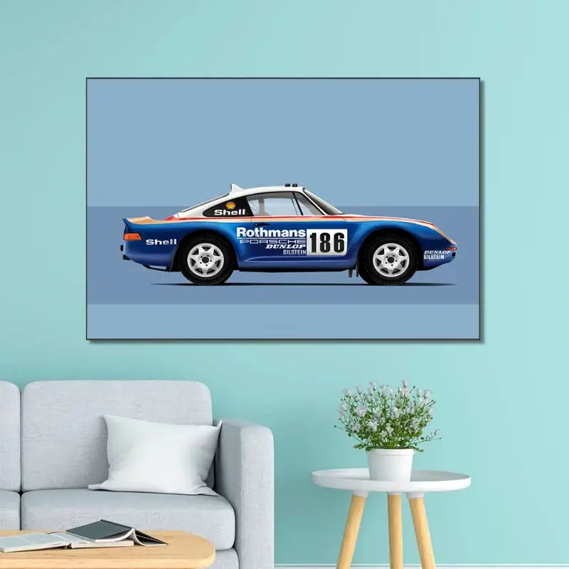 Modern cartoon racing car canvas set bedroom wall art