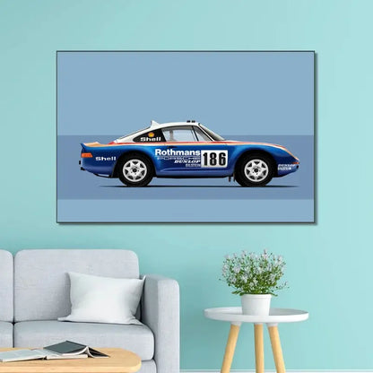 Modern cartoon racing car canvas set bedroom wall art