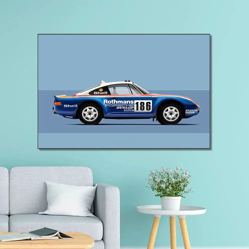 Modern cartoon racing car canvas set bedroom wall art
