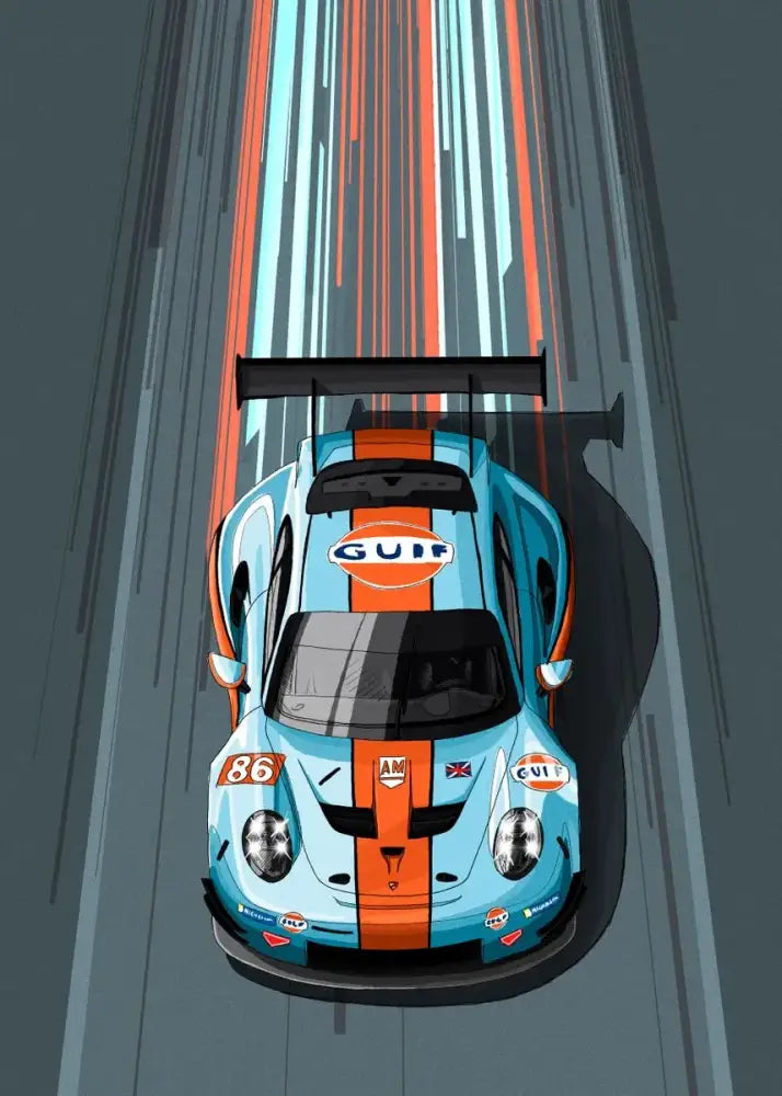 Modern cartoon racing car canvas set bedroom wall art