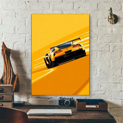 Modern cartoon racing car canvas set bedroom wall art