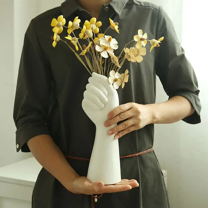 Modern white ceramic arm vase living room flower holder