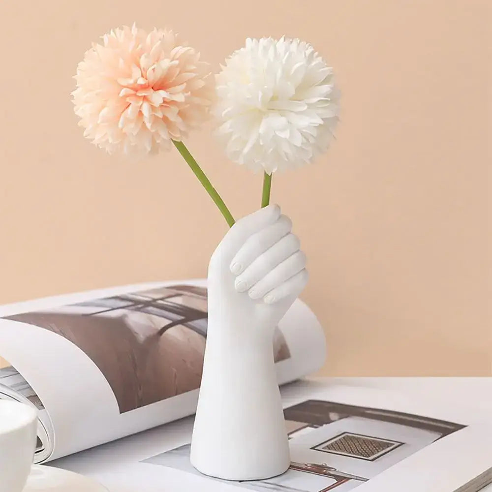 Modern white ceramic arm vase living room flower holder