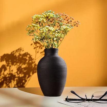 Modern bronze ribbed ceramic vase living room home decor