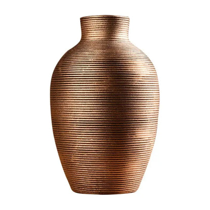 Modern bronze ribbed ceramic vase living room home decor