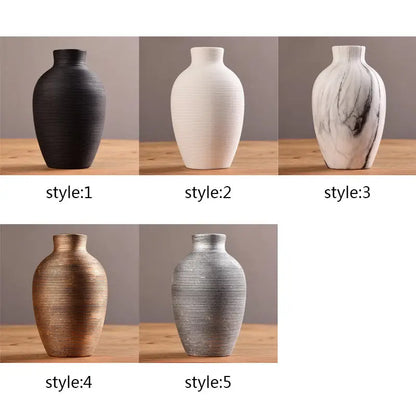 Modern bronze ribbed ceramic vase living room home decor