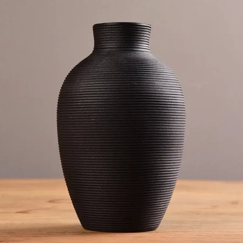 Modern bronze ribbed ceramic vase living room home decor