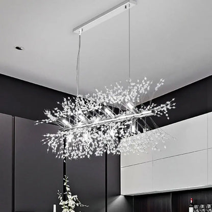 Modern chrome crystal sprig chandelier kitchen ceiling light