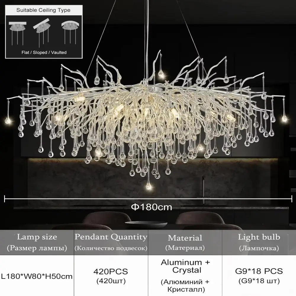 Modern gold crystal chandelier for living room with branching arms