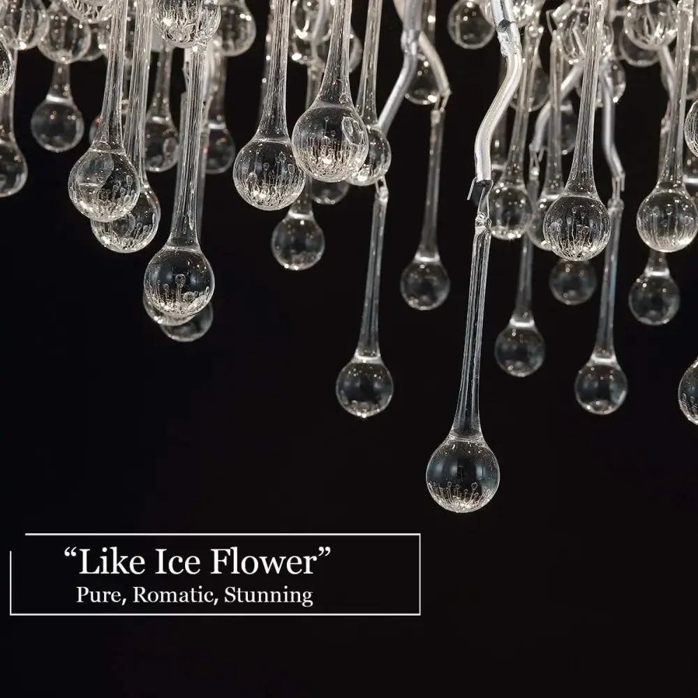 Modern chrome crystal chandelier for living room with droplets