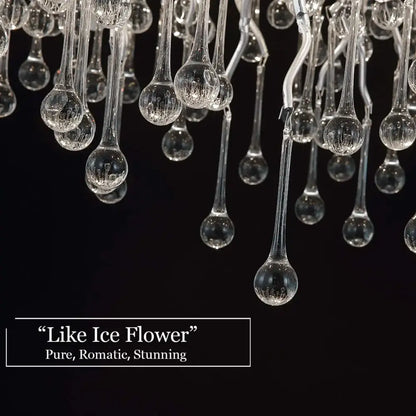 Modern chrome crystal chandelier for living room with droplets