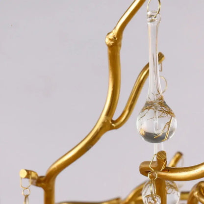Modern chrome crystal chandelier for living room with droplets