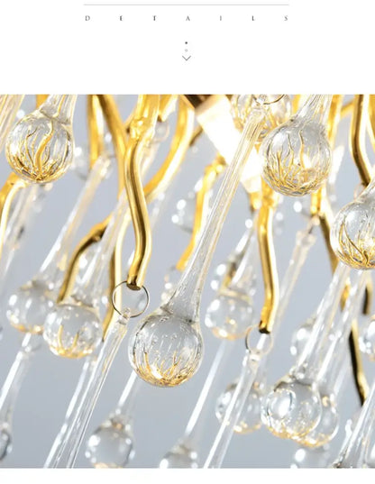 Modern chrome crystal chandelier for living room with droplets