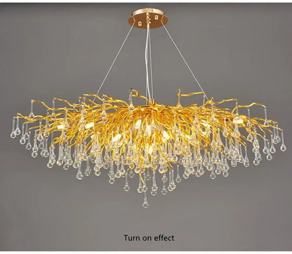 Modern gold crystal chandelier for living room with branching arms