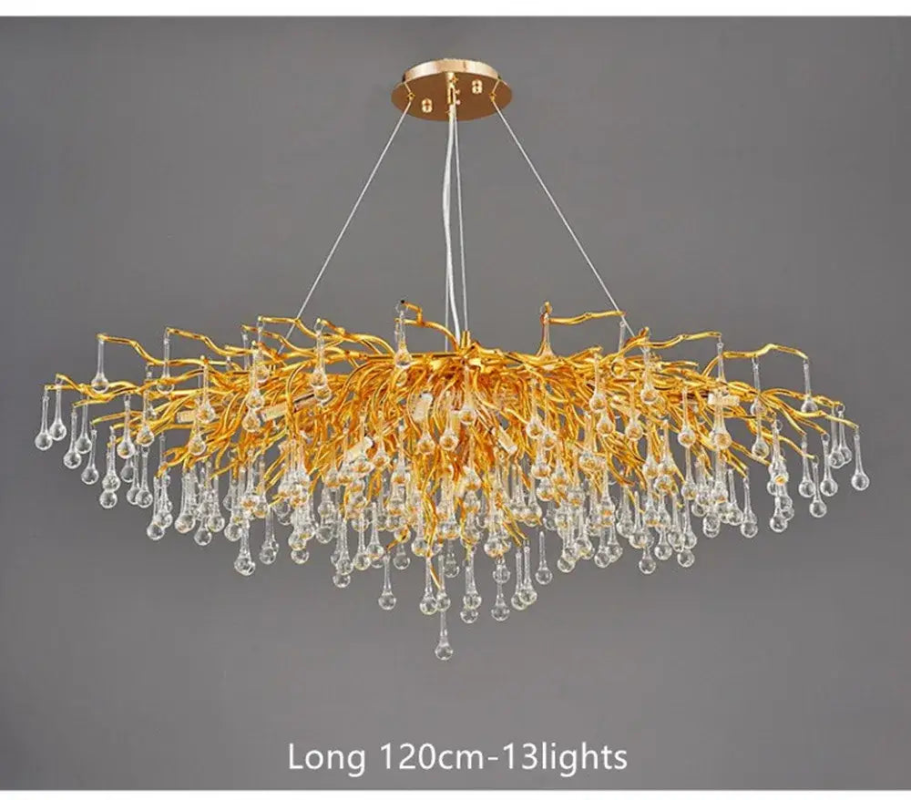 Modern chrome crystal chandelier for living room with droplets