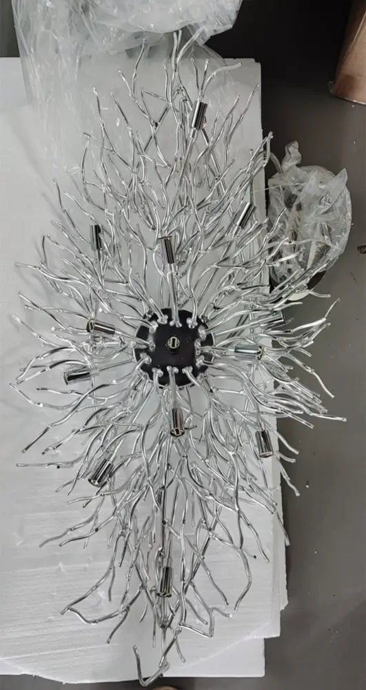 Modern chrome crystal chandelier for living room with droplets