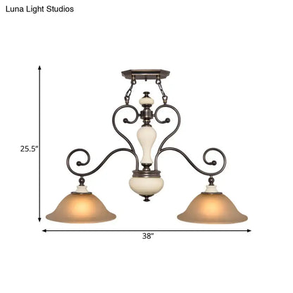 Antique bronze and white glass chandelier dining room black island lamp