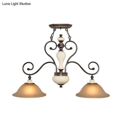Antique bronze and white glass chandelier dining room black island lamp