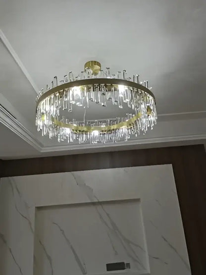 Modern oval golden chrome crystal chandelier for dining room