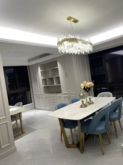 Modern oval golden chrome crystal chandelier for dining room