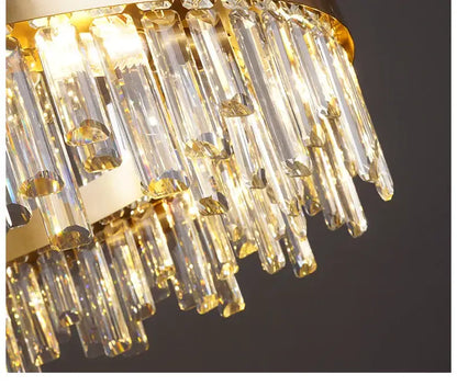 Modern oval golden chrome crystal chandelier for dining room