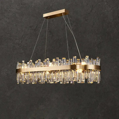 Modern oval golden chrome crystal chandelier for dining room