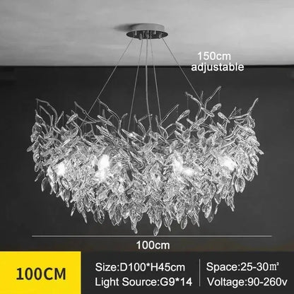 Modern golden branch crystal ceiling chandelier dining room led lighting