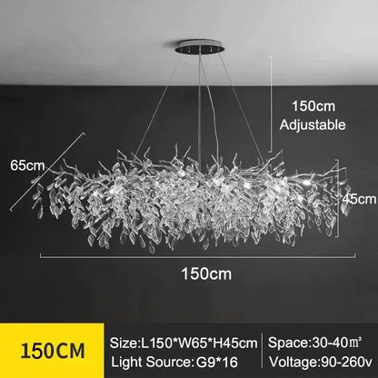 Modern golden branch crystal ceiling chandelier dining room led lighting