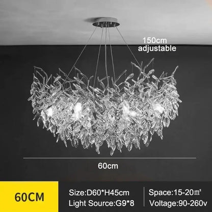 Modern golden branch crystal ceiling chandelier dining room led lighting