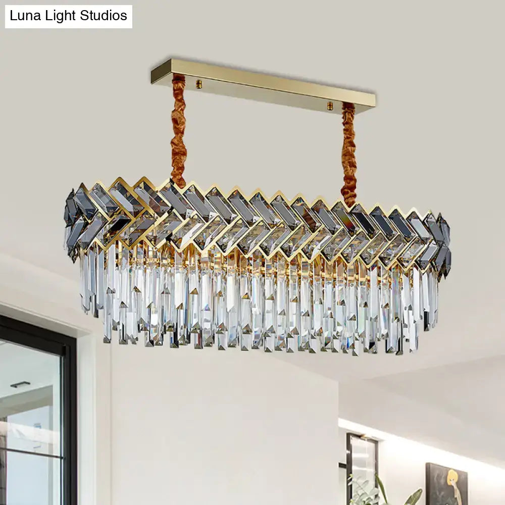 Modern crystal ellipse pendant light dining room black & gold finish