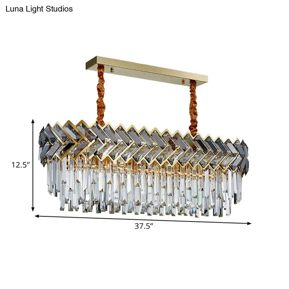 Modern crystal ellipse pendant light dining room black & gold finish