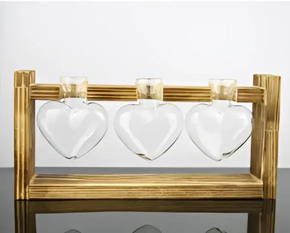 Modern crystal glass test tube vase trio living room wooden stand