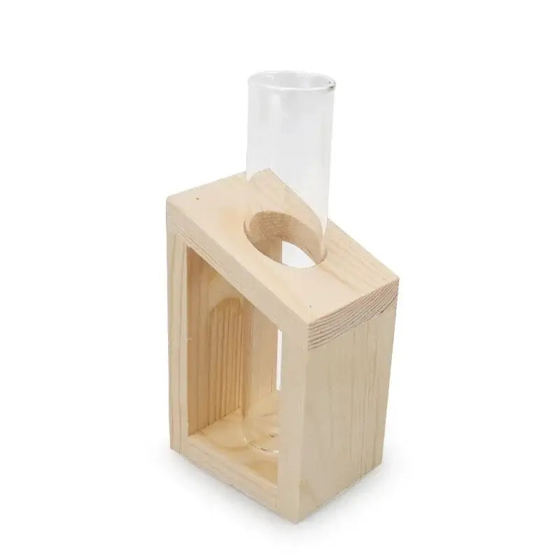 Modern crystal glass test tube vase trio living room wooden stand
