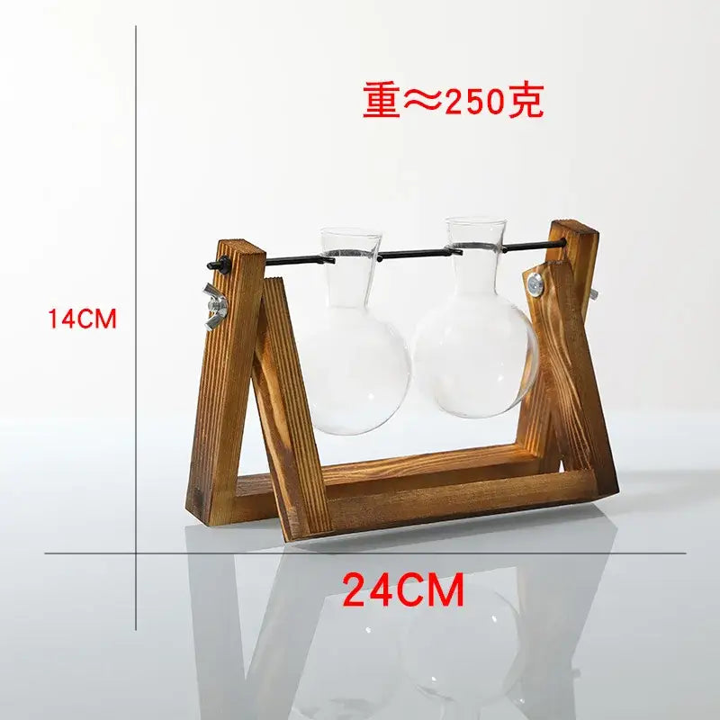 Modern crystal glass test tube vase trio living room wooden stand